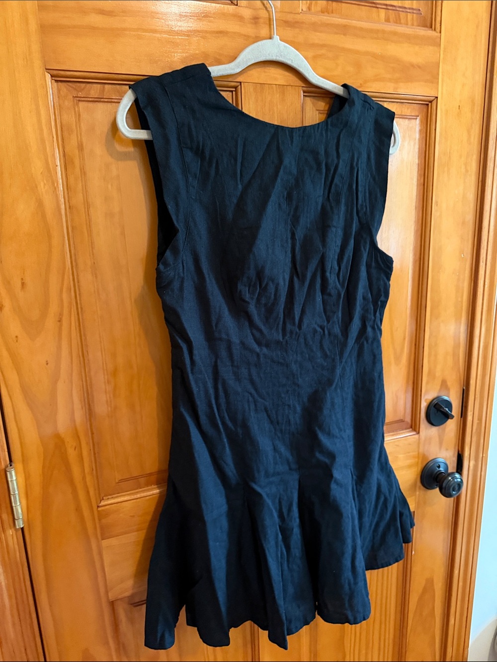 Abercrombie & Fitch Linen-Blend Godet Mini Dress BLACK Size Medium - Picture 9 of 10
